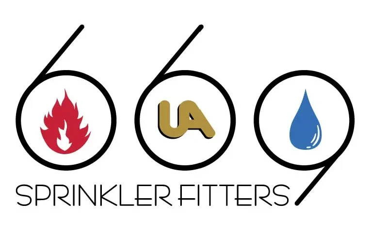Sprinkler Fitters Local 669 UA logo, union fire sprinkler installer affiliation